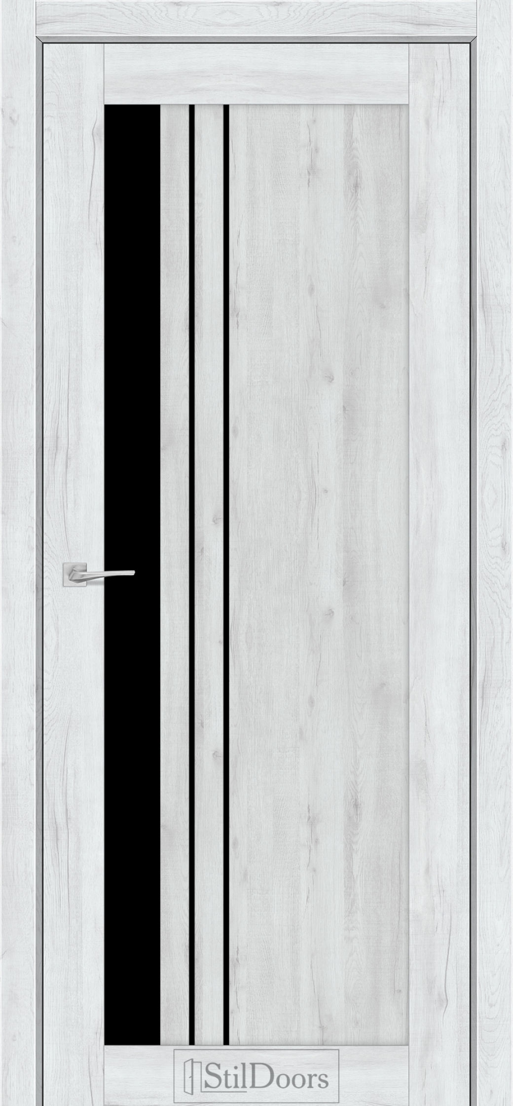 Міжкімнатні Двері StilDoors Bellano (40мм.) Дуб Альпійський Чорне скло
