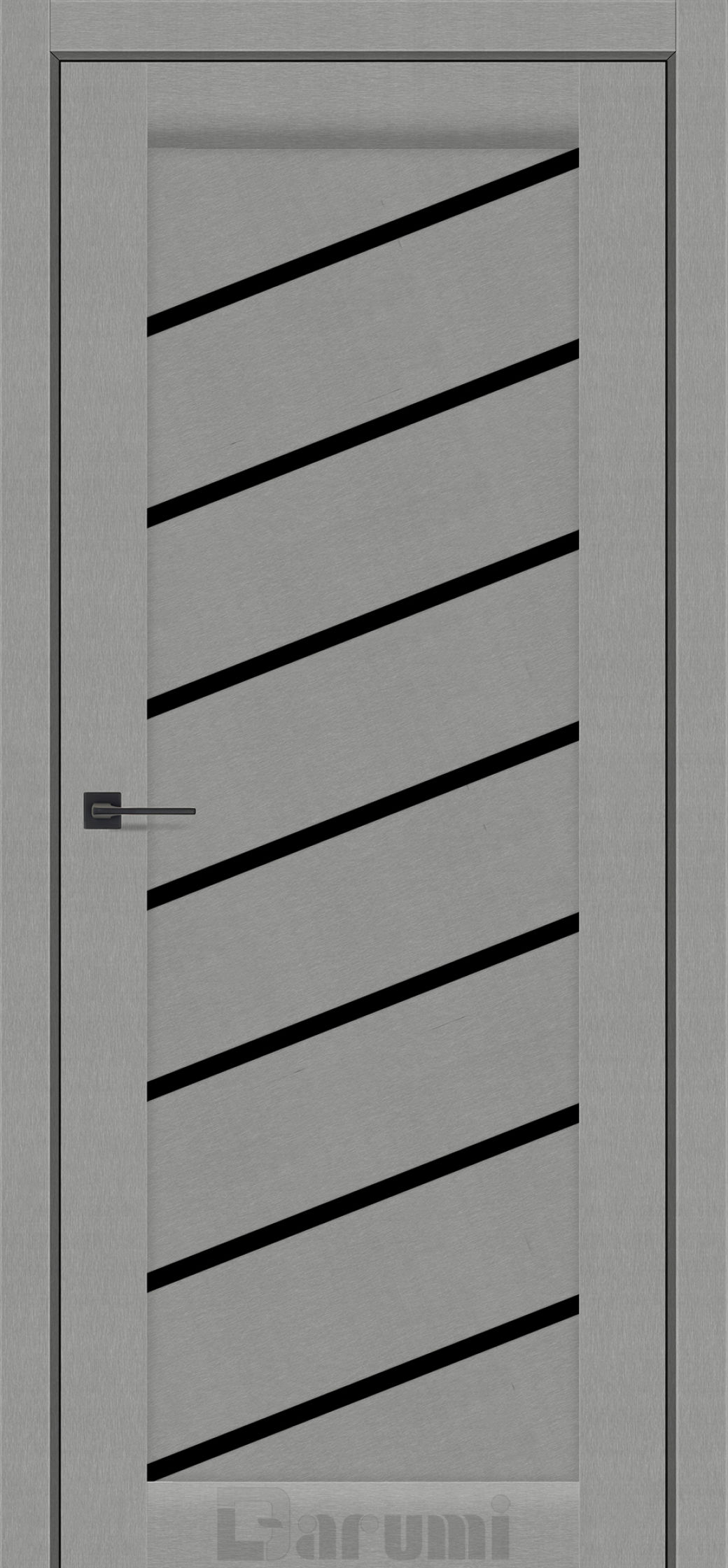 Міжкімнатні двері Darumi Rosalia (40 мм) Металевий грей Чорне скло