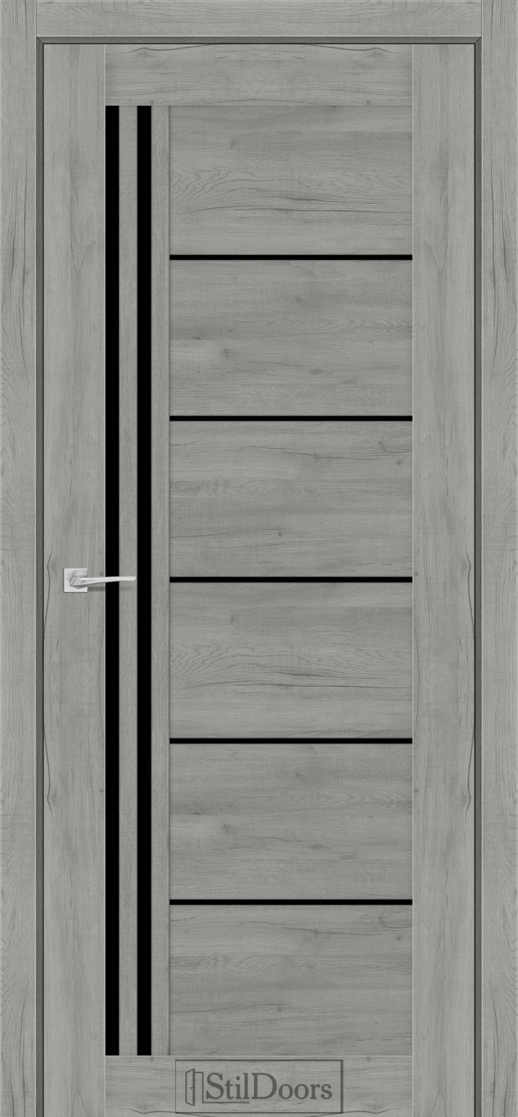 Міжкімнатні Двері StilDoors Vitano (40мм.) Дуб Платина Чорне скло