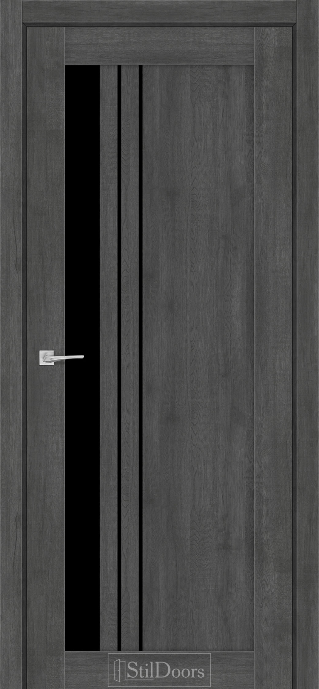 Міжкімнатні Двері StilDoors Bellano (40мм.) Дуб Смокі Чорне скло