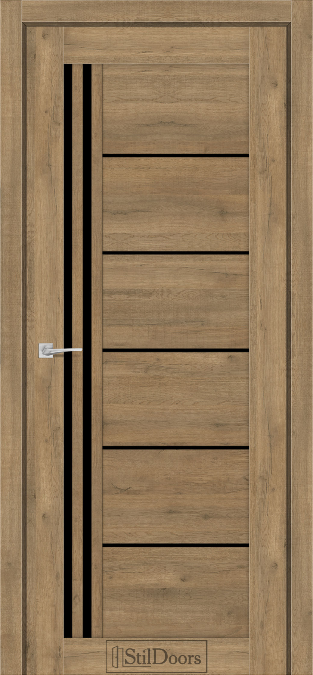 Міжкімнатні Двері StilDoors Vitano (40мм.) Дуб Крафт Чорне скло