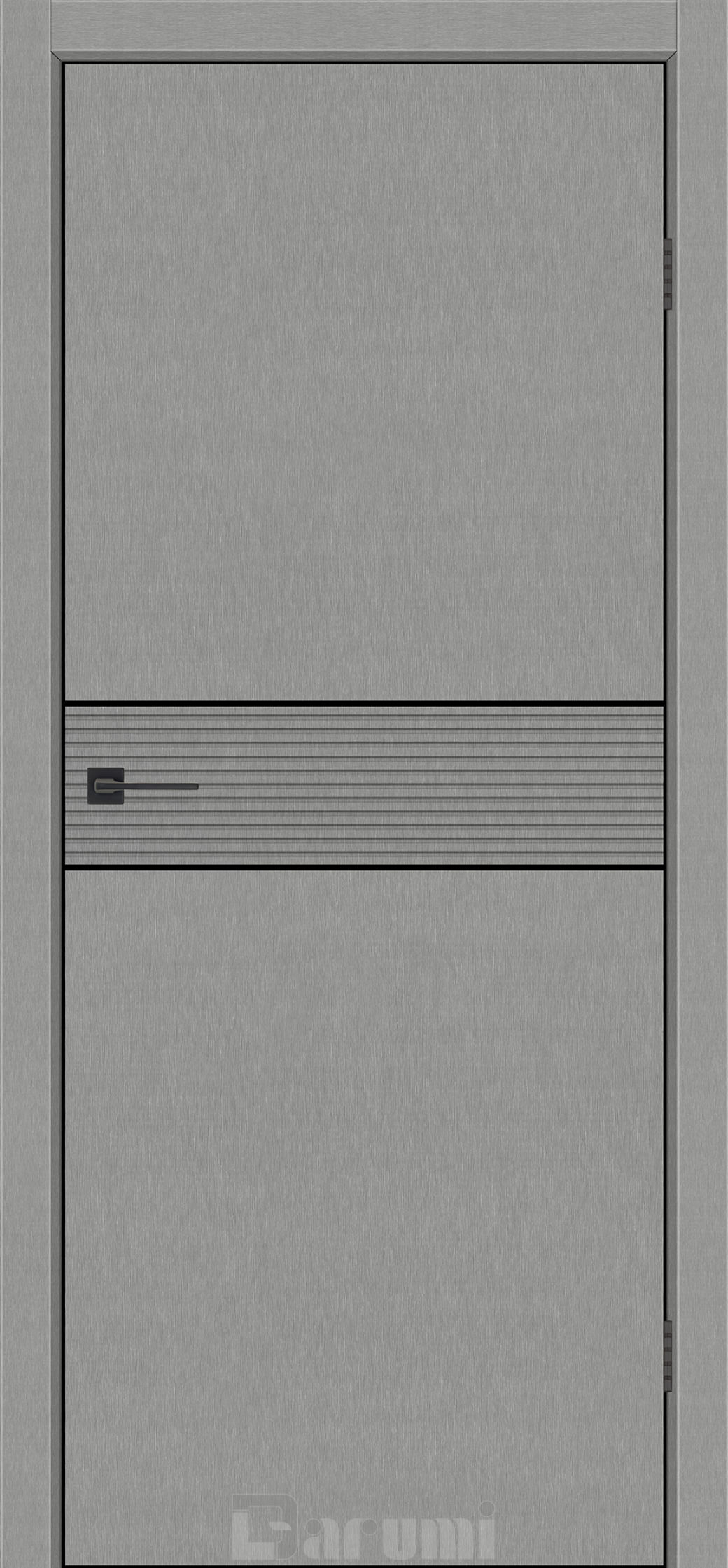 Міжкімнатні двері Darumi MODERN-02 (40 мм) Металевий грей глухе з алюмінієвим молдінгом та алюм. торцем + фрезерування