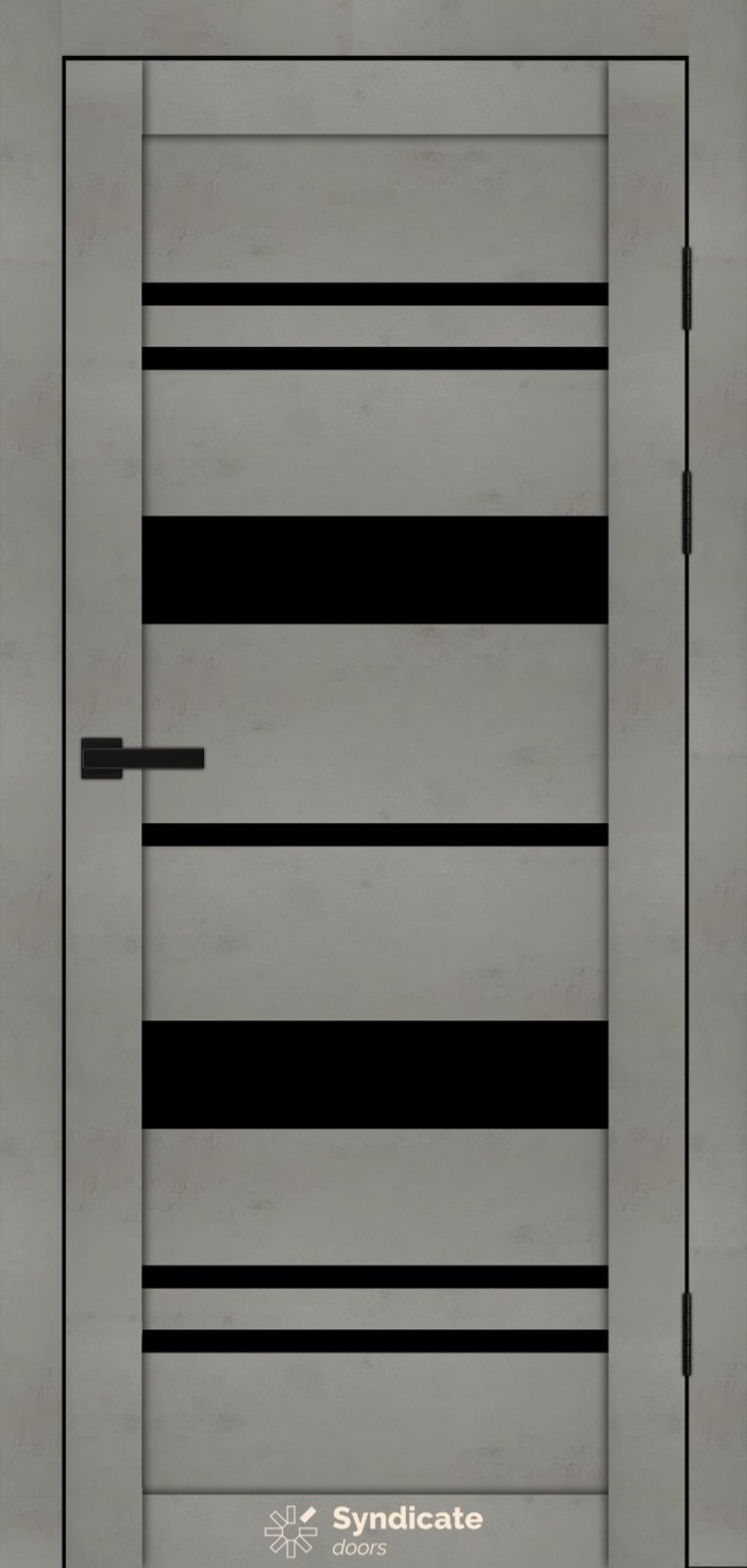Міжкімнатні двері Syndicate Doors (40 мм)  PVC SD-104 Бетон світлий Чорне