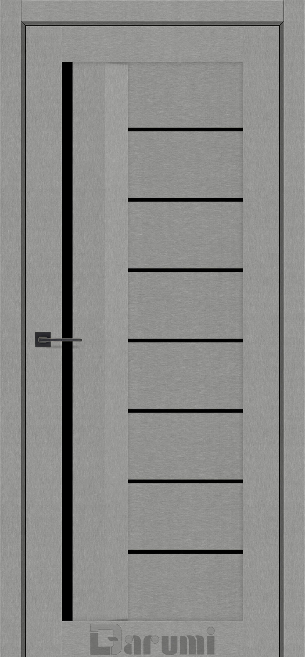 Міжкімнатні двері Darumi Floriana-01 (40 мм) Металевий грей Чорне скло
