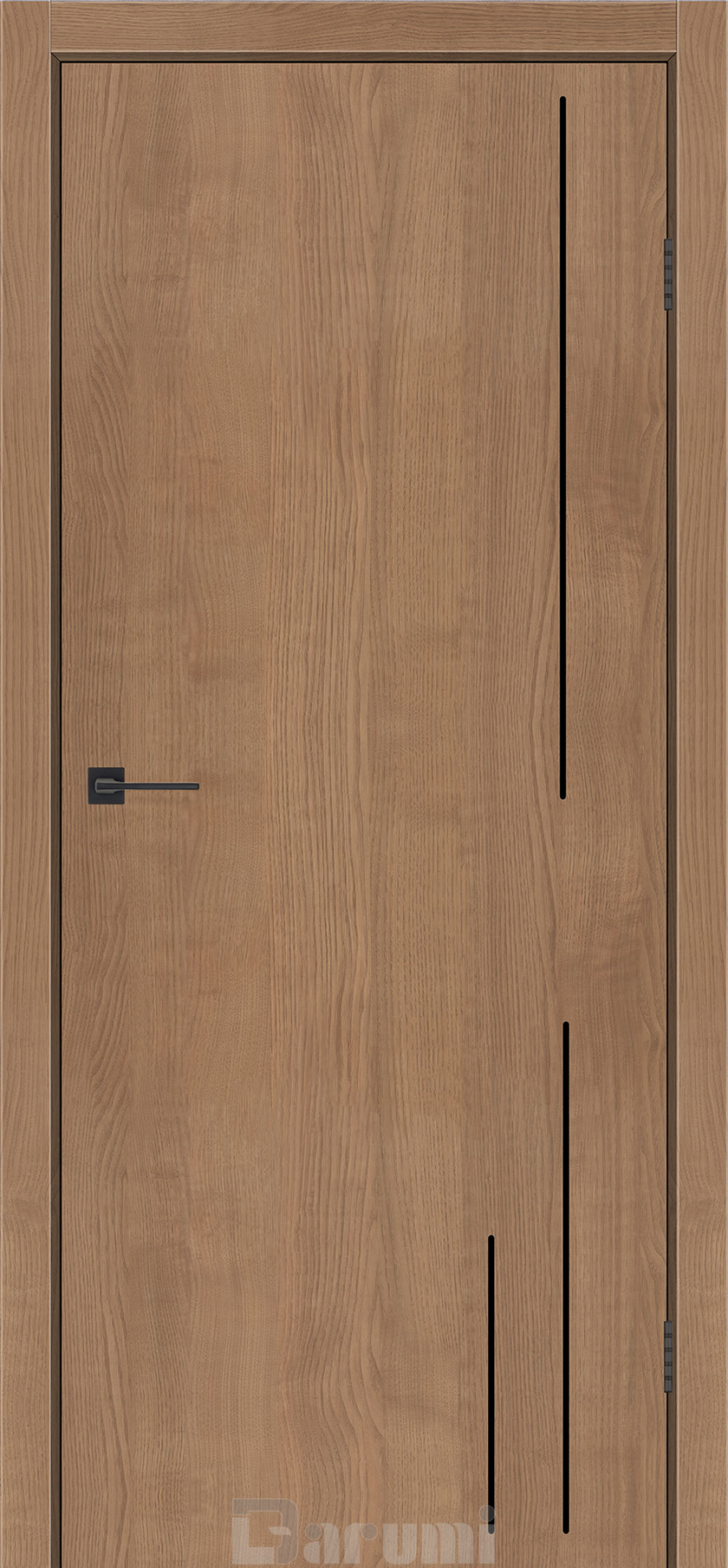 Міжкімнатні двері Darumi Plato Line PTL-05 (40 мм) Горіх кендал глухе з  чорним молдінгом та чорним торцем