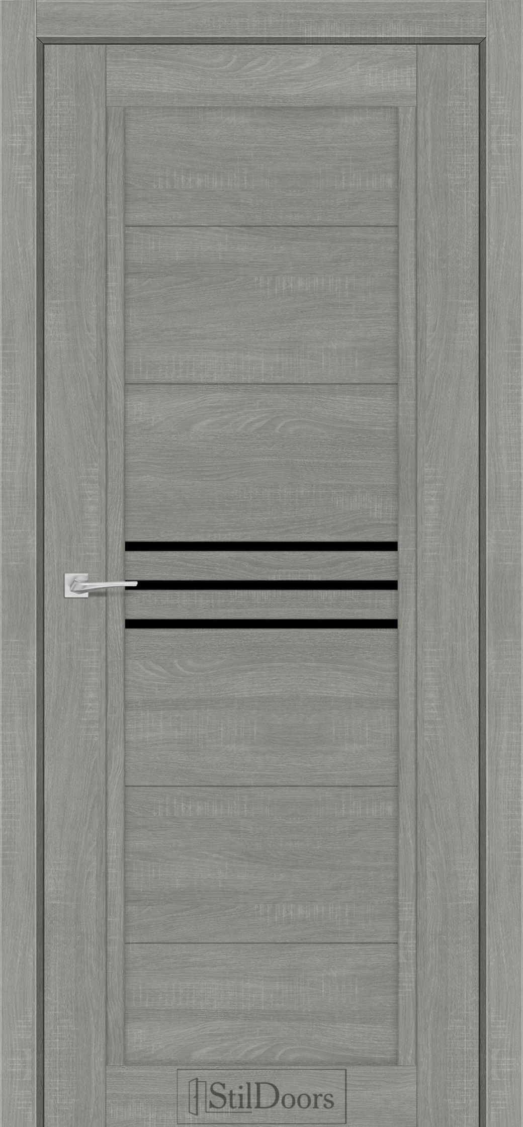 Міжкімнатні Двері StilDoors Ravello (40мм.) Ясен Нордік Чорне скло