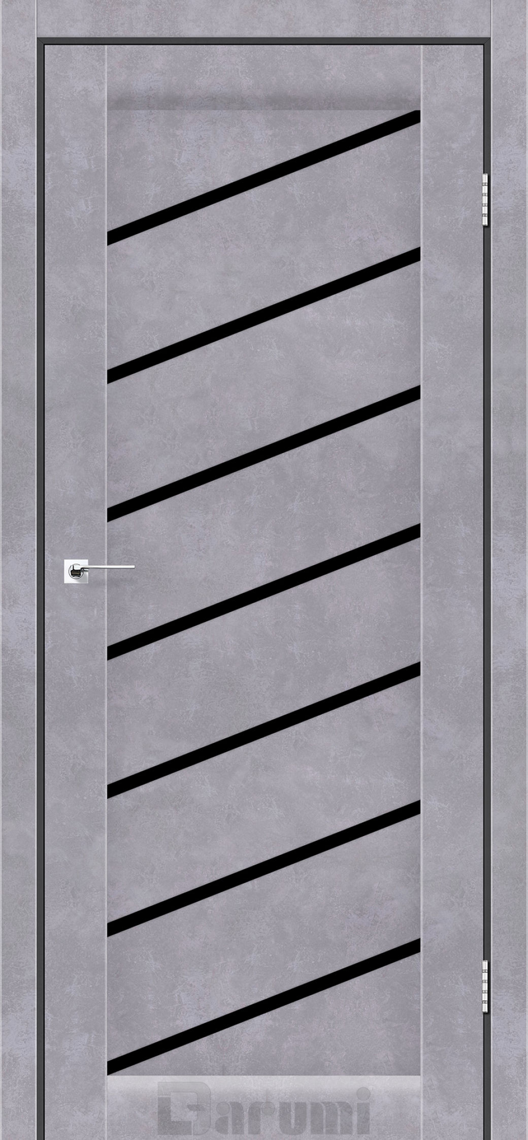 Міжкімнатні двері Darumi Rosalia (40 мм) Сірий бетон Чорне скло