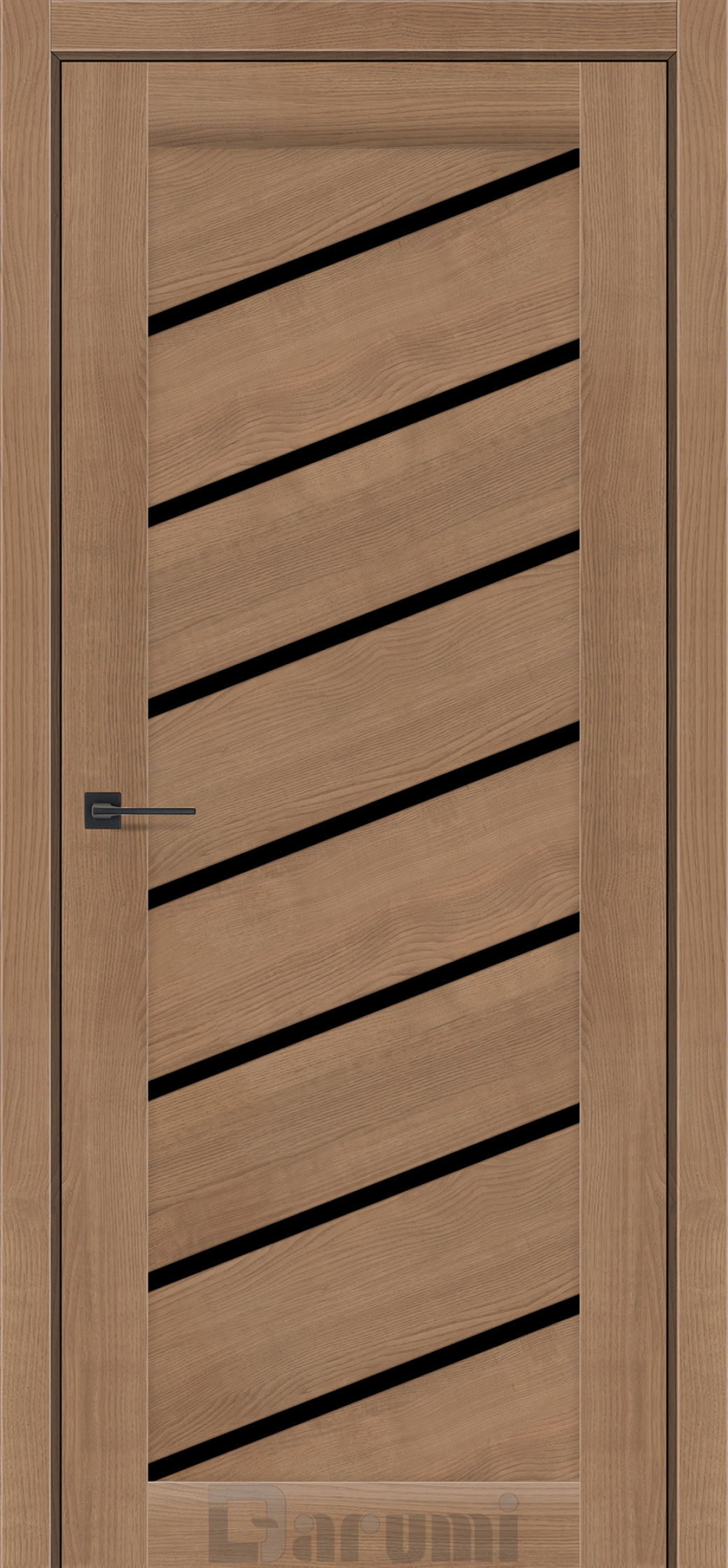 Міжкімнатні двері Darumi Rosalia (40 мм) Горіх кендал Чорне скло