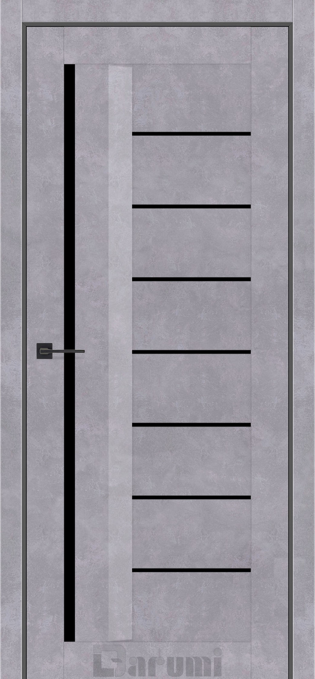 Міжкімнатні двері Darumi Floriana-01 (40 мм) Сірий бетон Чорне скло