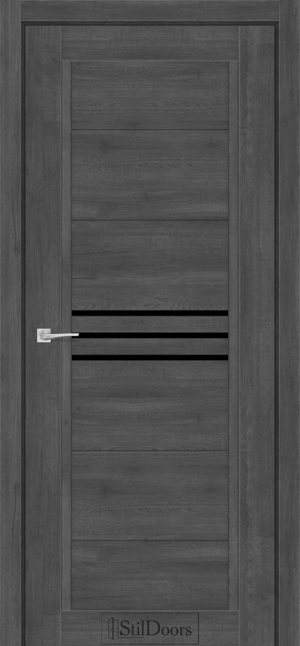 Міжкімнатні Двері StilDoors Ravello (40мм.) Дуб Смокі Чорне скло