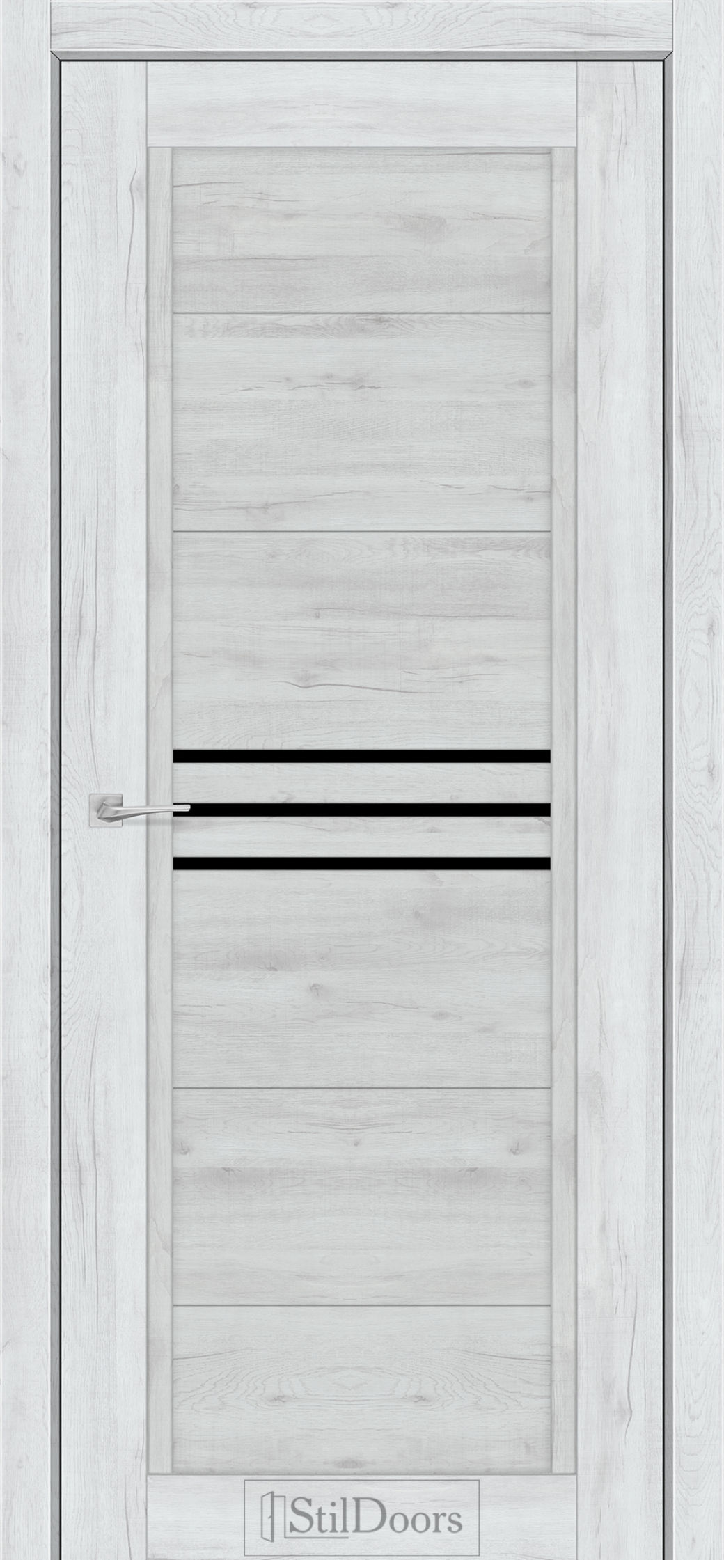 Міжкімнатні Двері StilDoors Ravello (40мм.) Дуб Альпійський Чорне скло