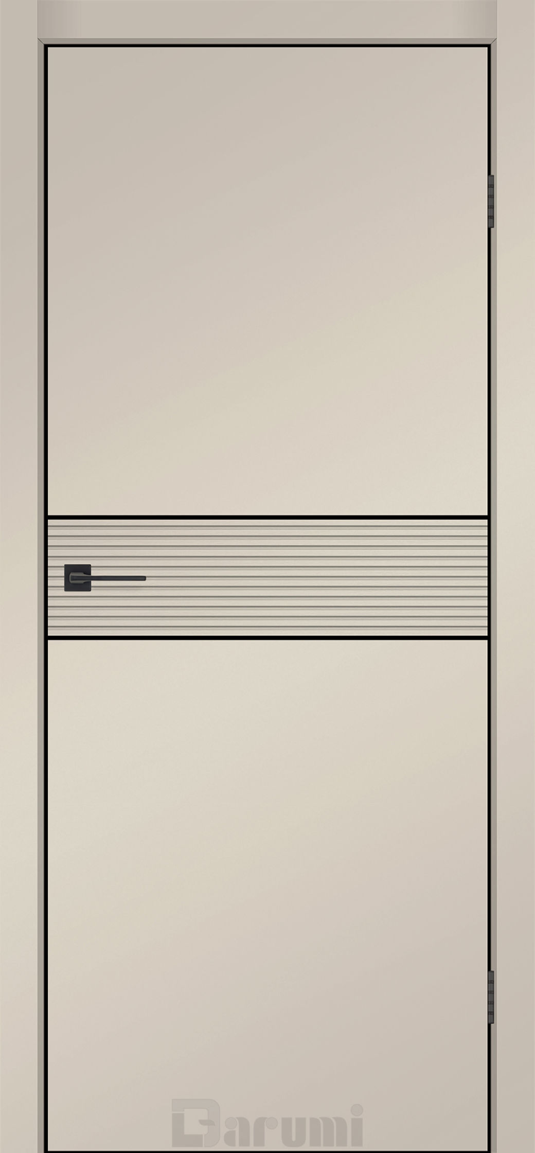Міжкімнатні двері Darumi MODERN-02 (40 мм) Сріблястий тауп глухе з алюмінієвим молдінгом та алюм. торцем + фрезерування