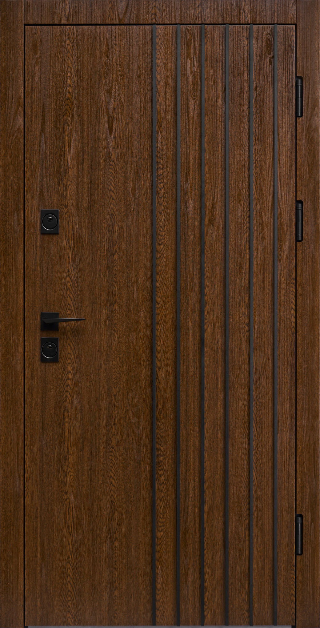 Вхідні двері Форт Нокс "Троя Стріт" дуб золотий (метал) / спил дерева медовий (МДФ)