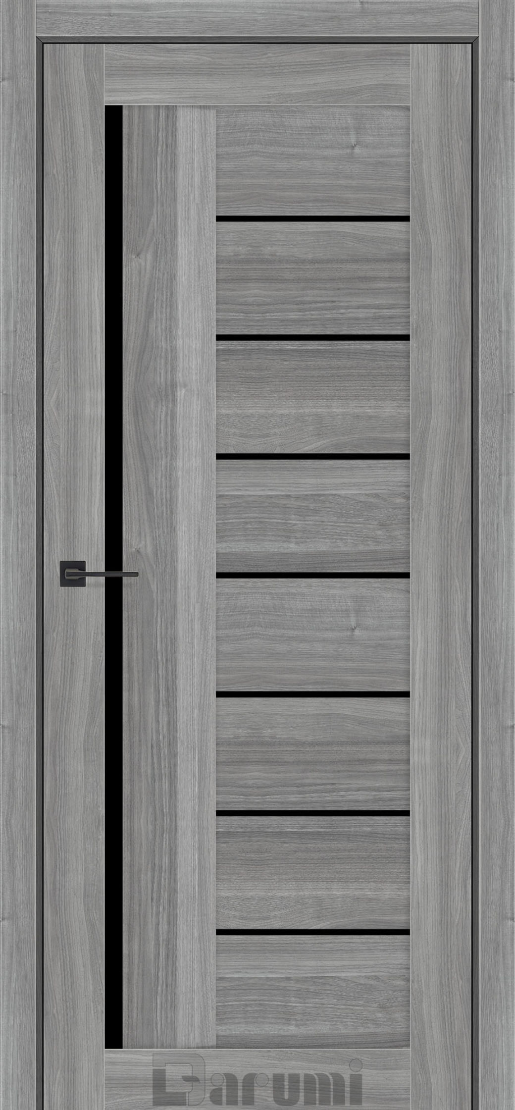 Міжкімнатні двері Darumi Floriana-01 (40 мм) Горіх грей рівер Чорне скло