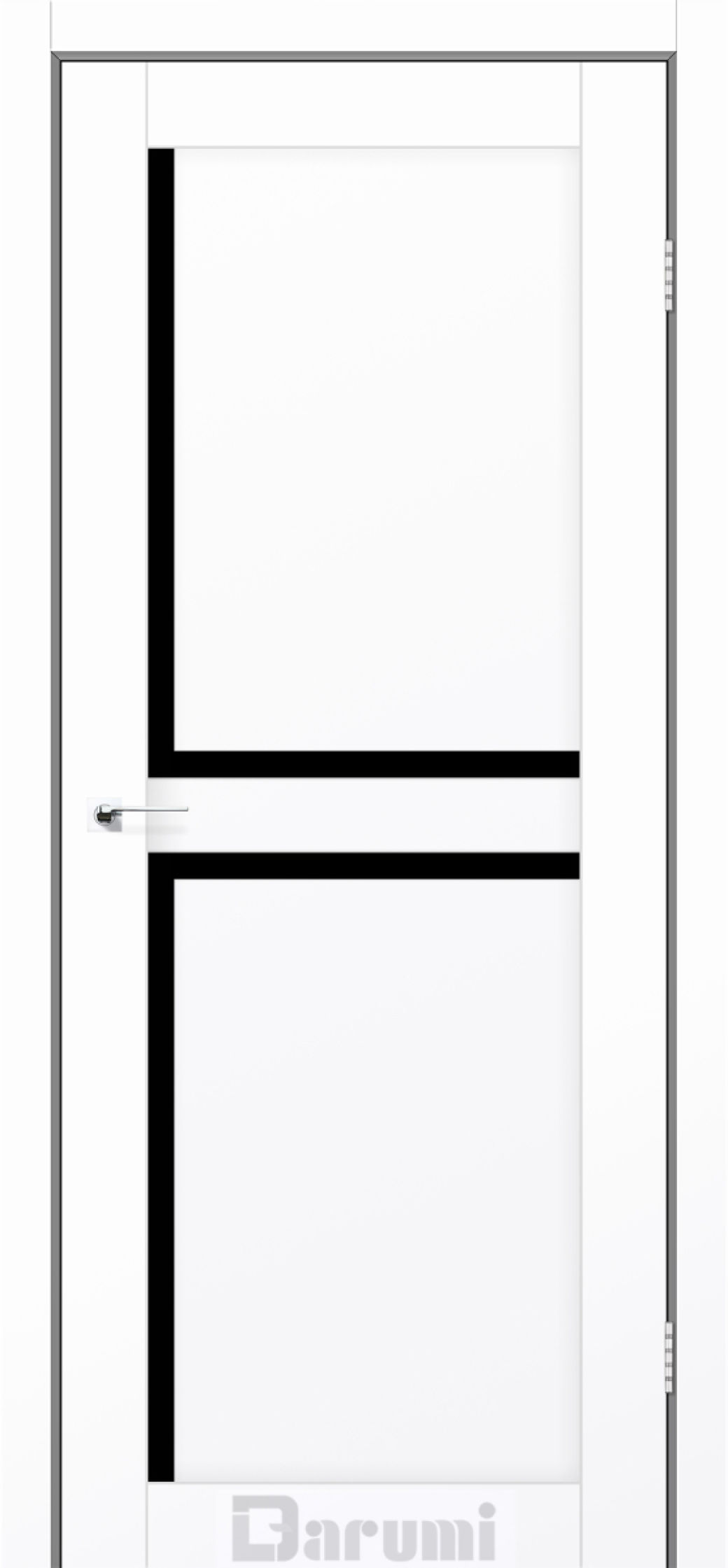 Міжкімнатні двері Darumi Carmen (40мм) Білий матовий Чорне Скло