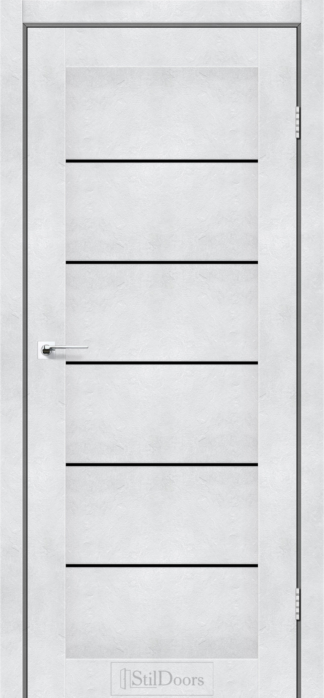 Міжкімнатні Двері StilDoors Victoria (40мм.) Світлий Бетон Чорне скло