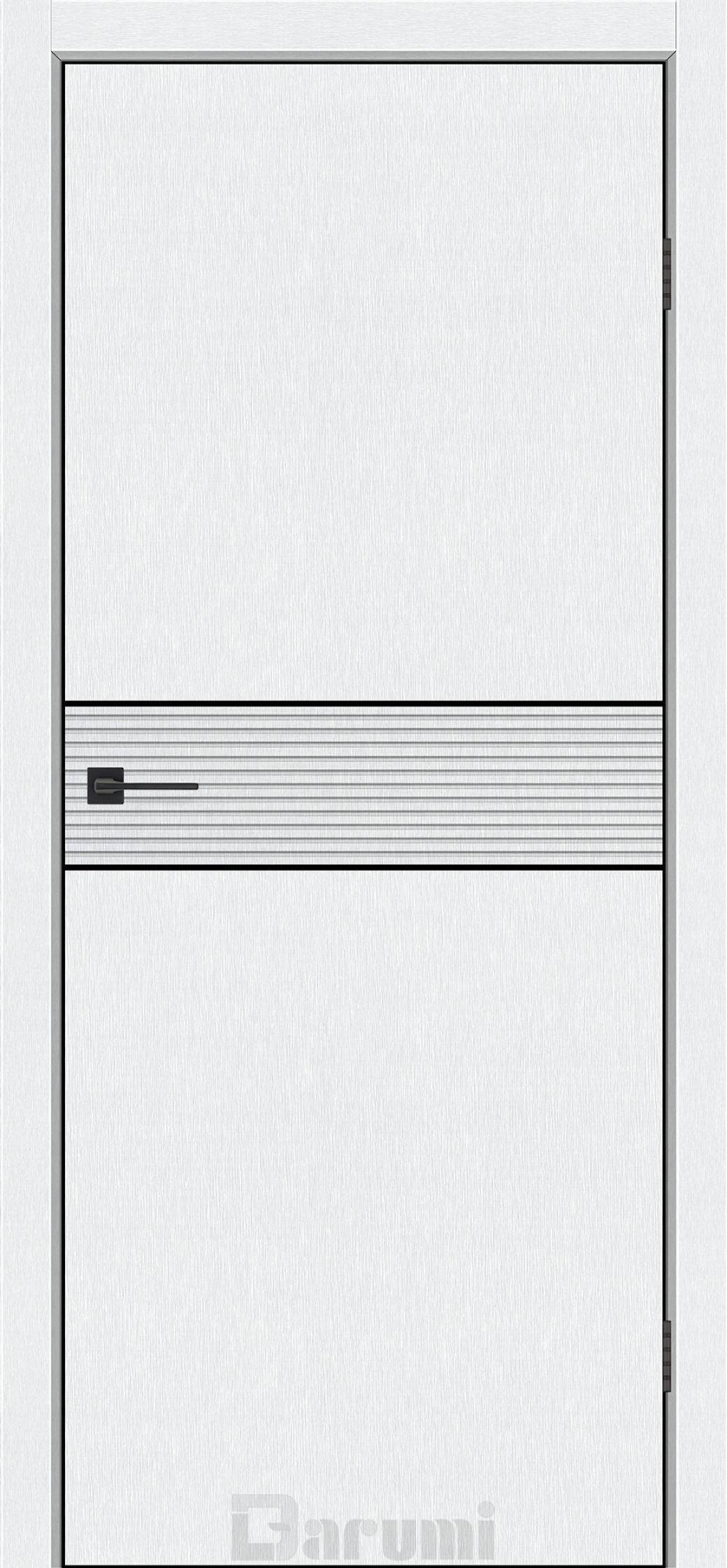 Міжкімнатні двері Darumi MODERN-02 (40 мм) Металевий вайт глухе з  чорним молдінгом та чорним торцем + фрезерування