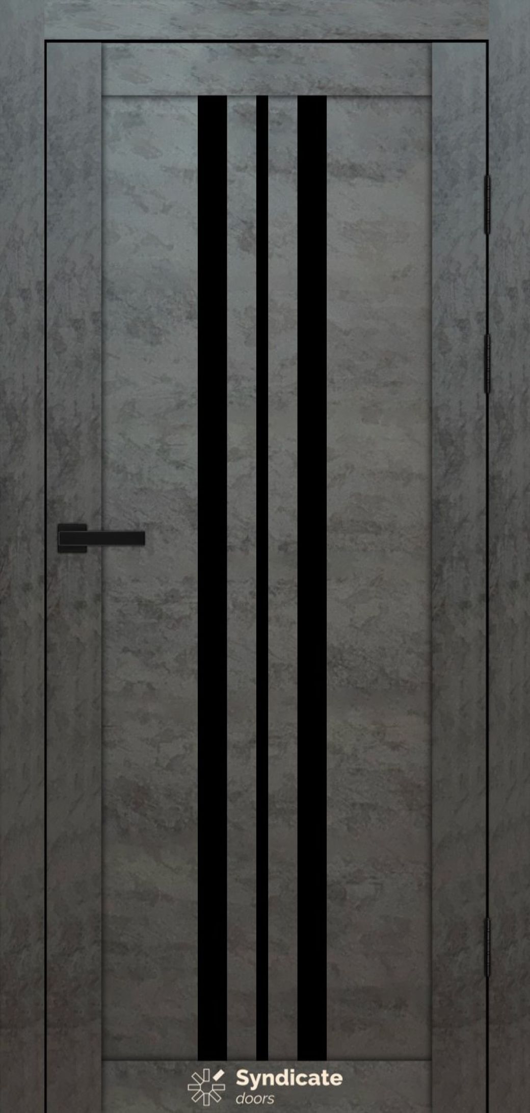 Міжкімнатні двері Syndicate Doors (40 мм)  PVC SD-107 Бетон темний Чорне