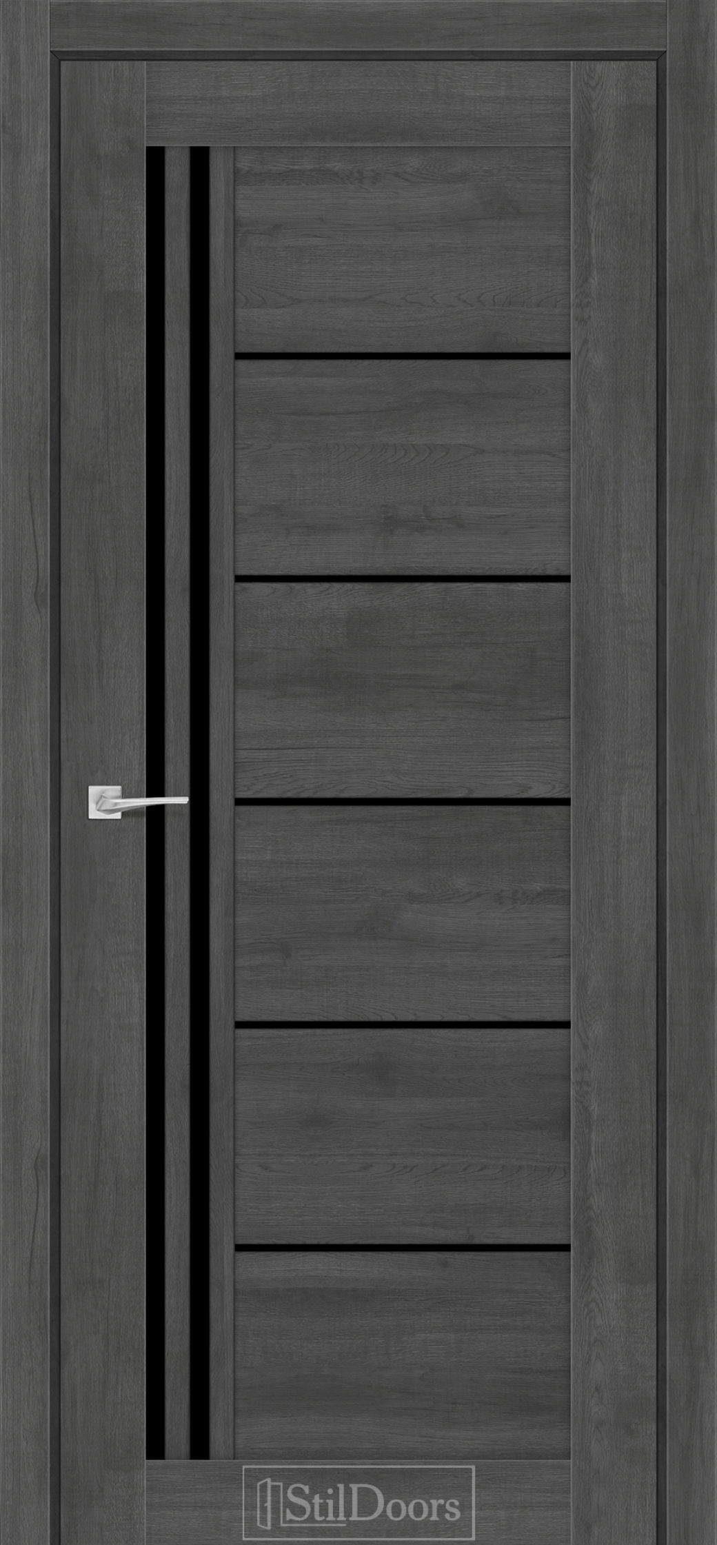 Міжкімнатні Двері StilDoors Vitano (40мм.) Дуб Смокі Чорне скло