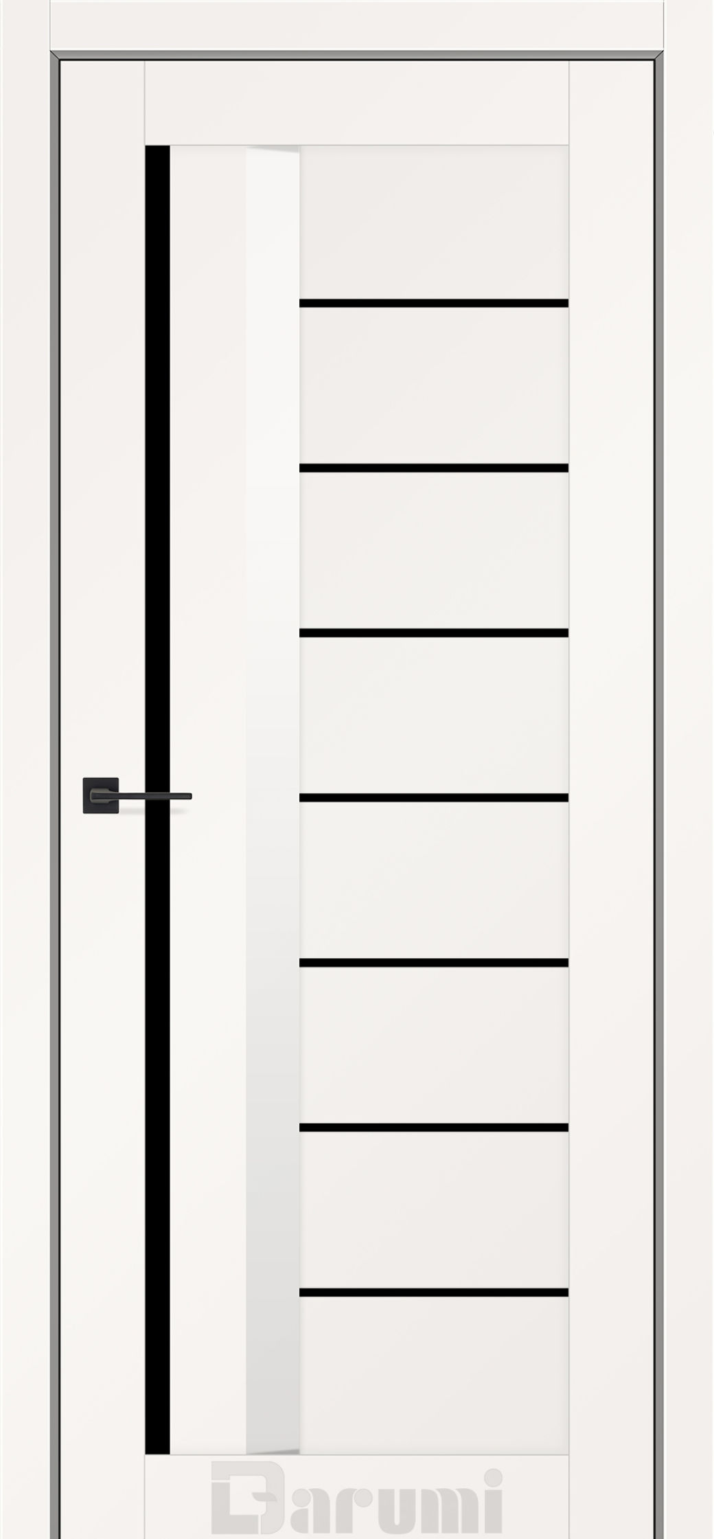 Міжкімнатні двері Darumi Floriana-01 (40 мм) Білий матовий Чорне скло