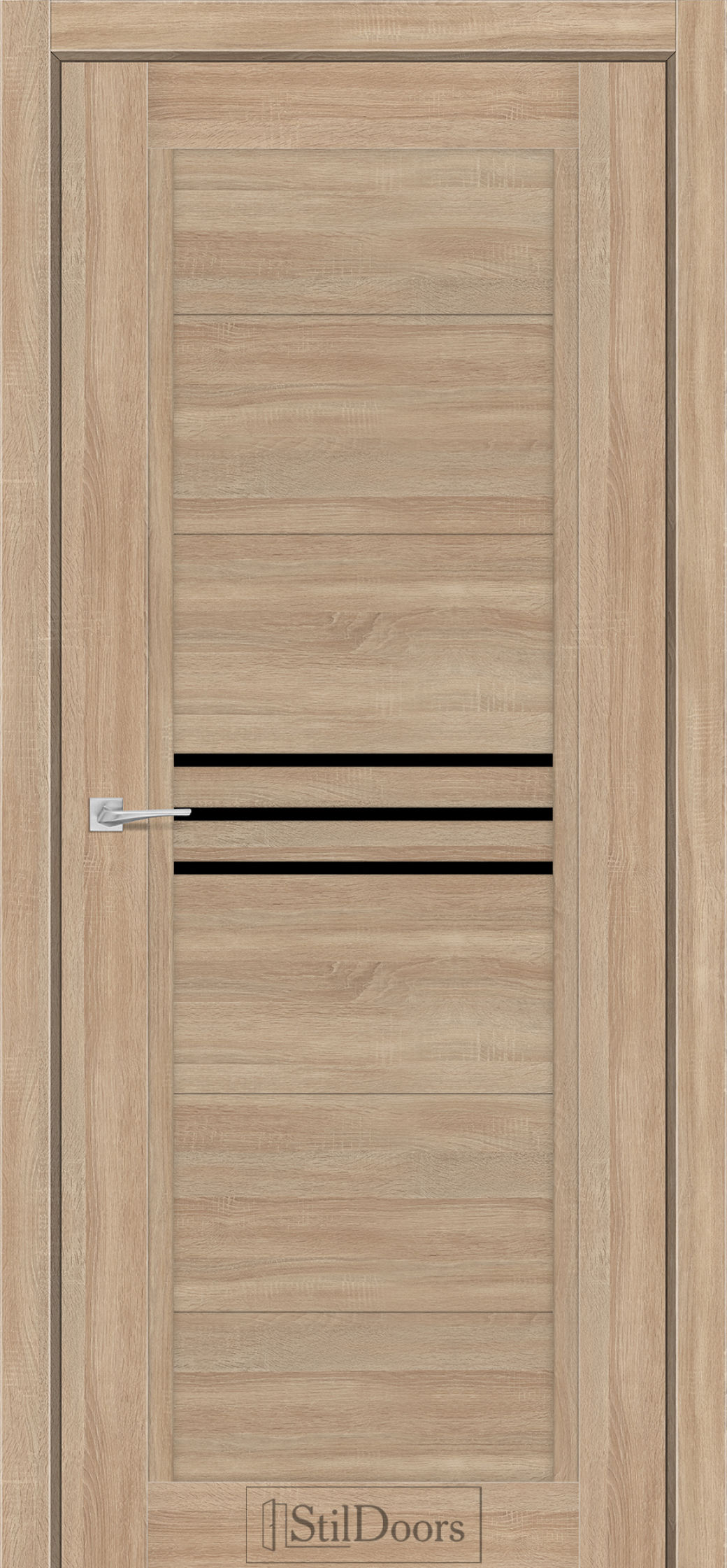 Міжкімнатні Двері StilDoors Ravello (40мм.) Ясен Пісочний Чорне скло