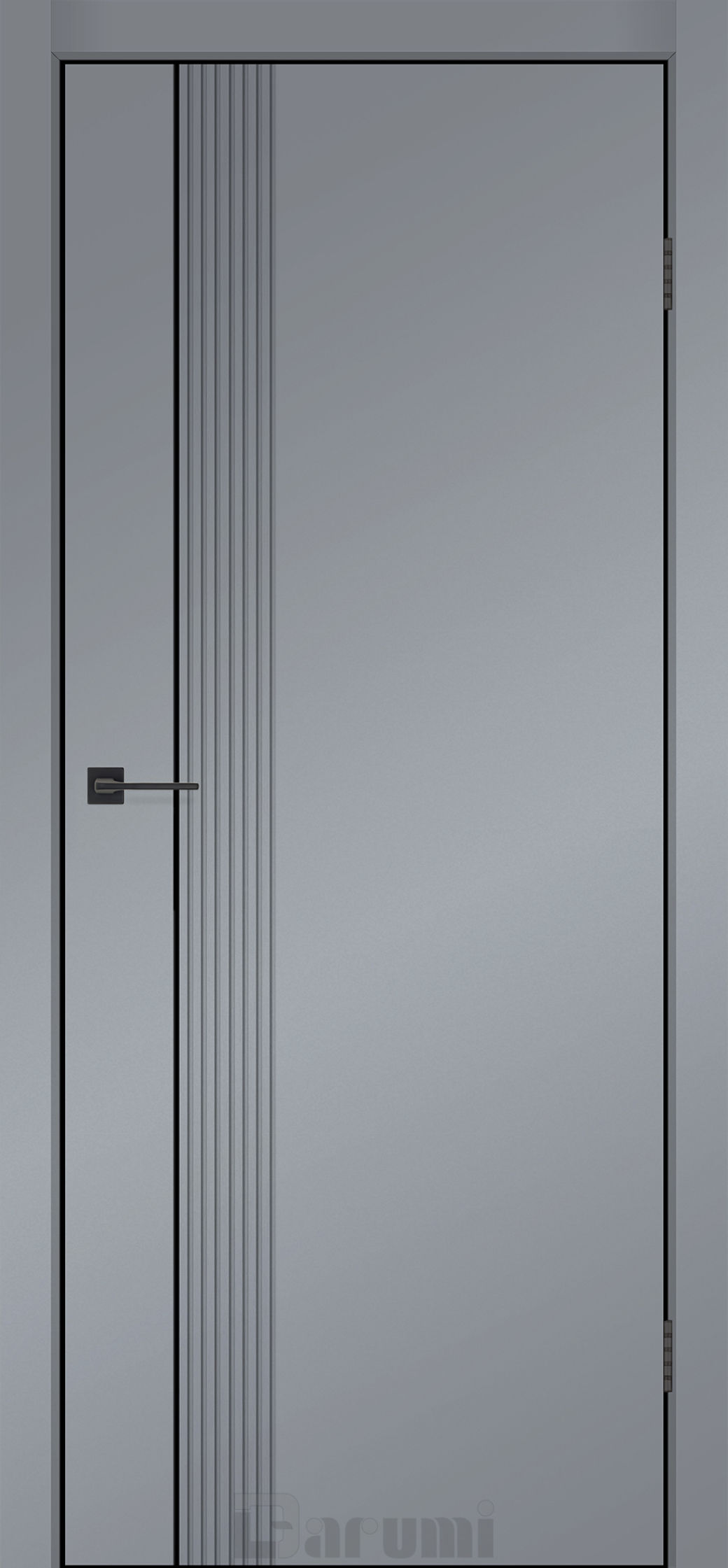 Міжкімнатні двері Darumi MODERN-01 (40 мм) Сріблястий блиск глухе з алюмінієвим молдінгом та алюм. торцем + фрезерування