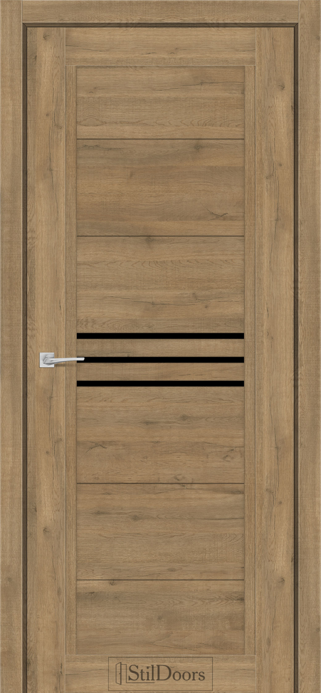 Міжкімнатні Двері StilDoors Ravello (40мм.) Дуб Крафт Чорне скло
