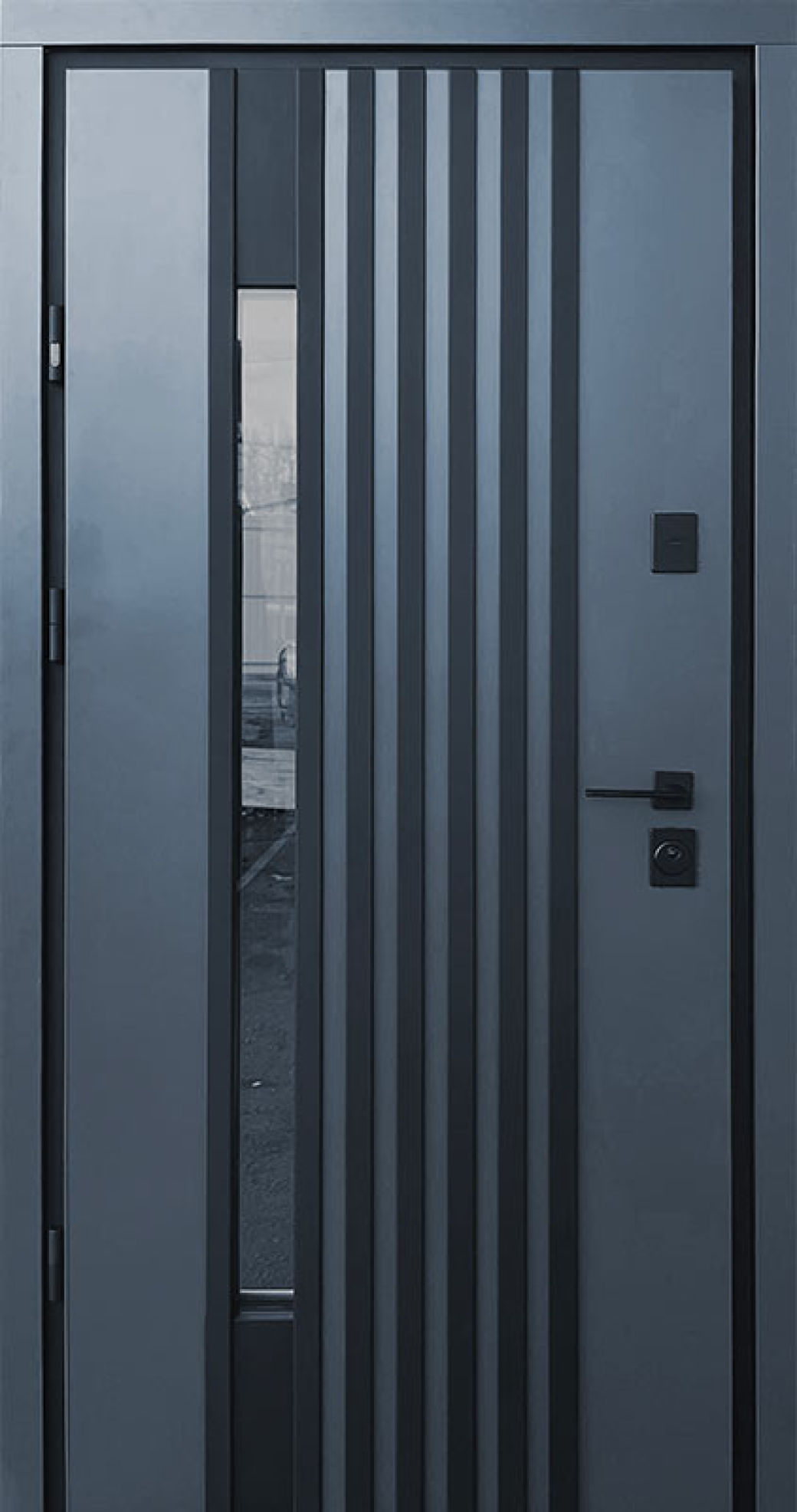 Вхідні двері Qdoors, Berez Street Plus,Rio P LOFT, антрацит/білий атлас, ручка труба квардат чорна