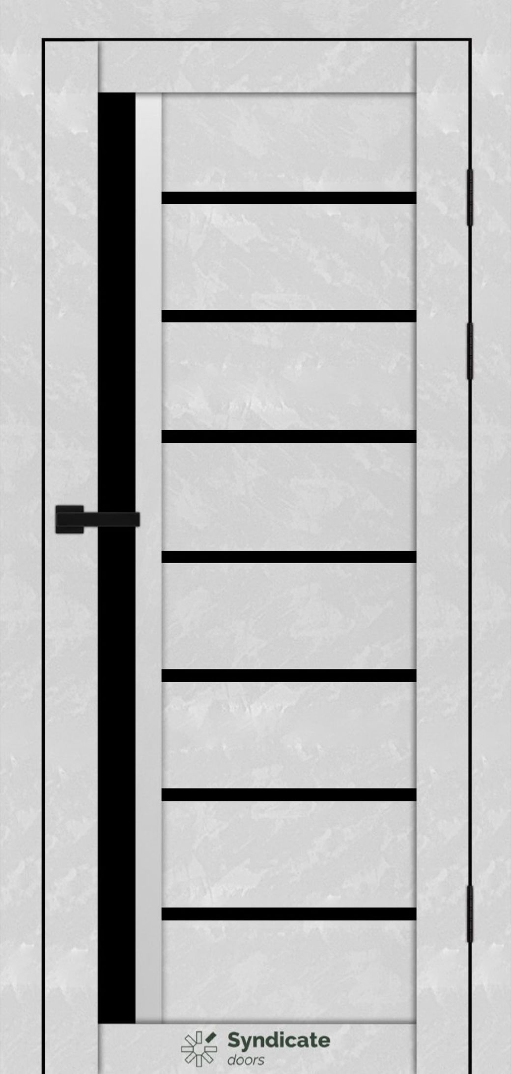Міжкімнатні двері Syndicate Doors (40 мм)  PVC SD-101 Бетон білий Чорне