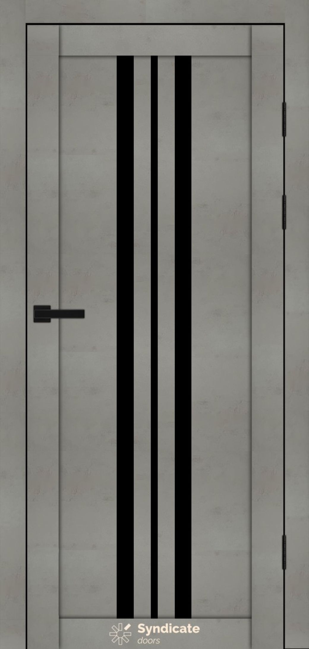 Міжкімнатні двері Syndicate Doors (40 мм)  PVC SD-107 Бетон світлий Чорне