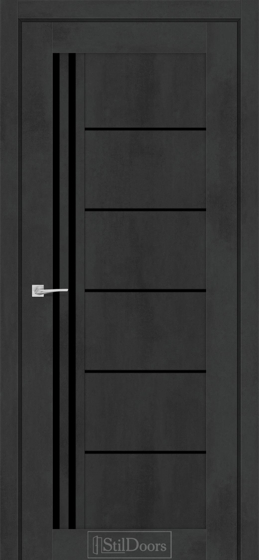 Міжкімнатні Двері StilDoors Vitano (40мм.) Бетон Антрацит Чорне скло