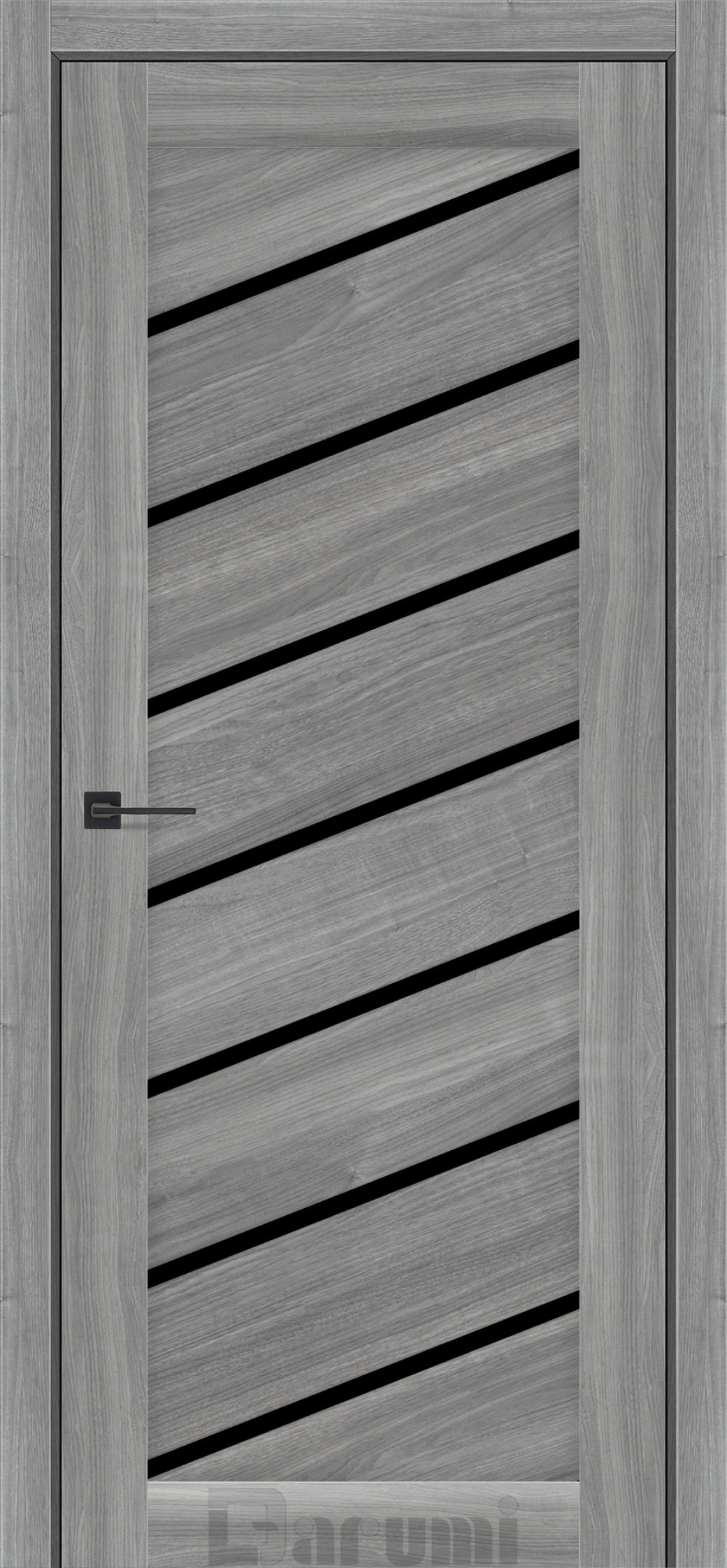 Міжкімнатні двері Darumi Rosalia (40 мм) Горіх грей рівер Чорне скло