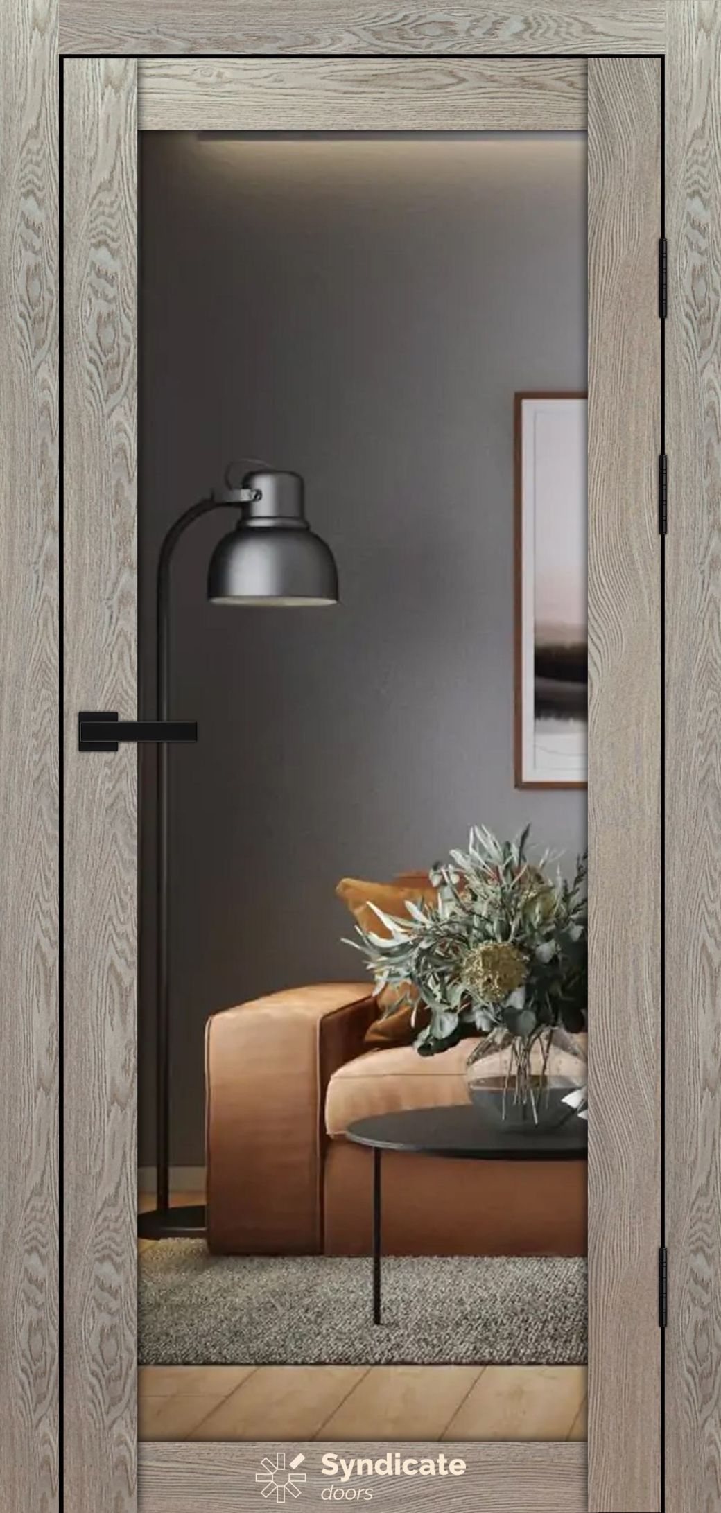 Міжкімнатні двері Syndicate Doors (40 мм)  PVC SD-137 Дуб натуральний Дзеркало