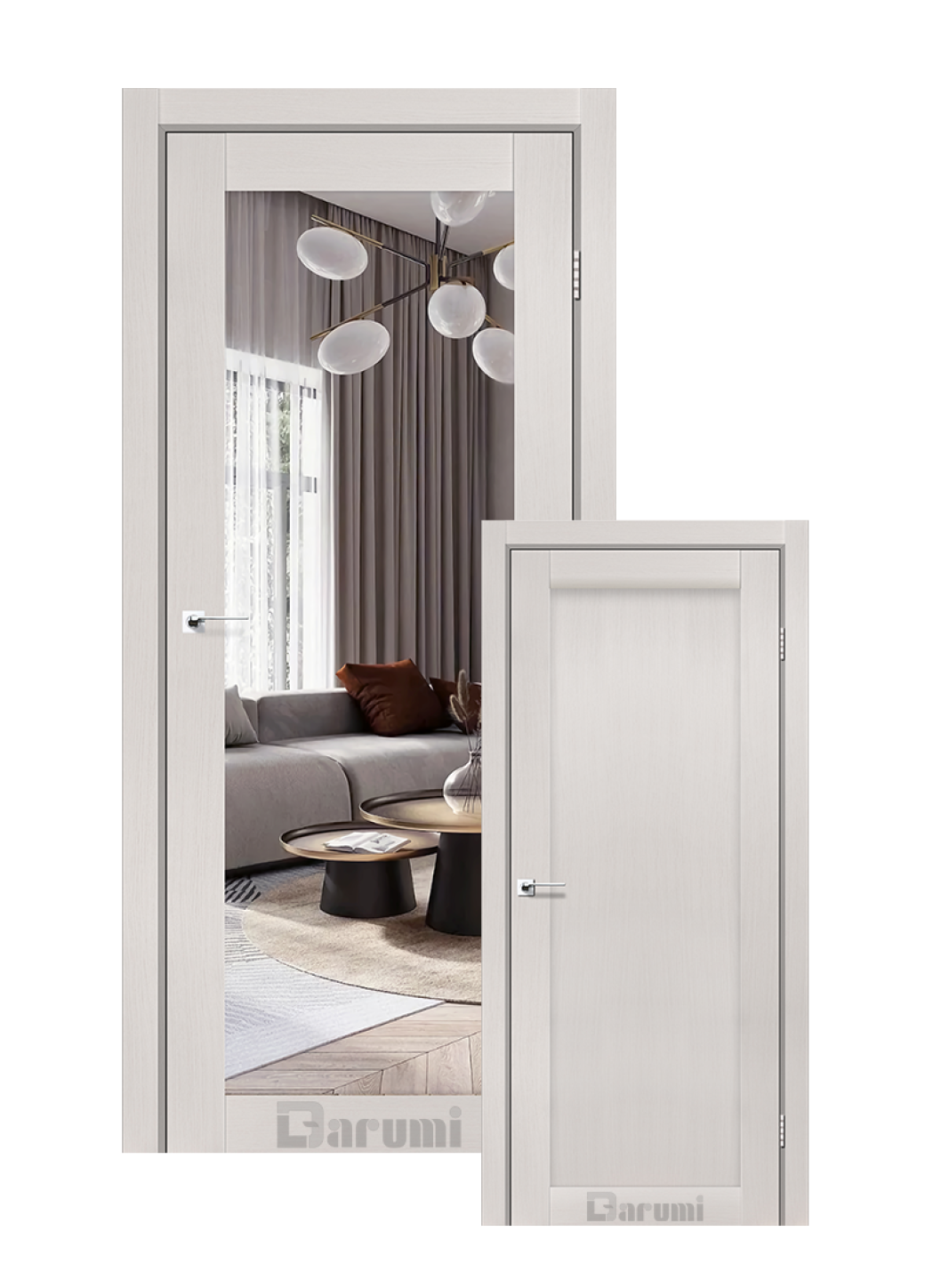 Міжкімнатні двері Darumi Violeta (40 мм) Дуб Ольс Срібне дзеркало/глухе