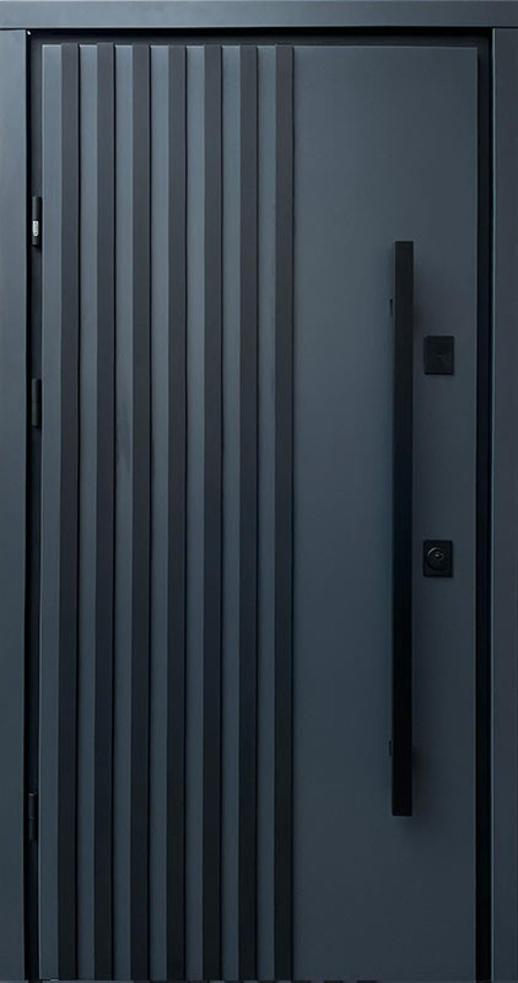 Вхідні двері Qdoors, Berez Street Plus, LOFT, антрацит/білий атлас, ручка труба квардат чорна 1450 мм