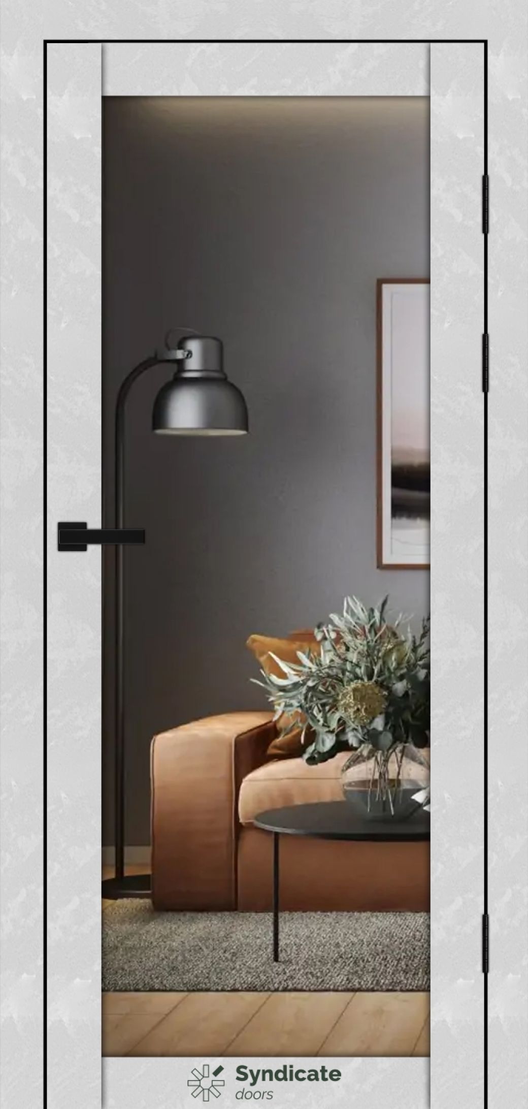 Міжкімнатні двері Syndicate Doors (40 мм)  PVC SD-137 Бетон білий Дзеркало