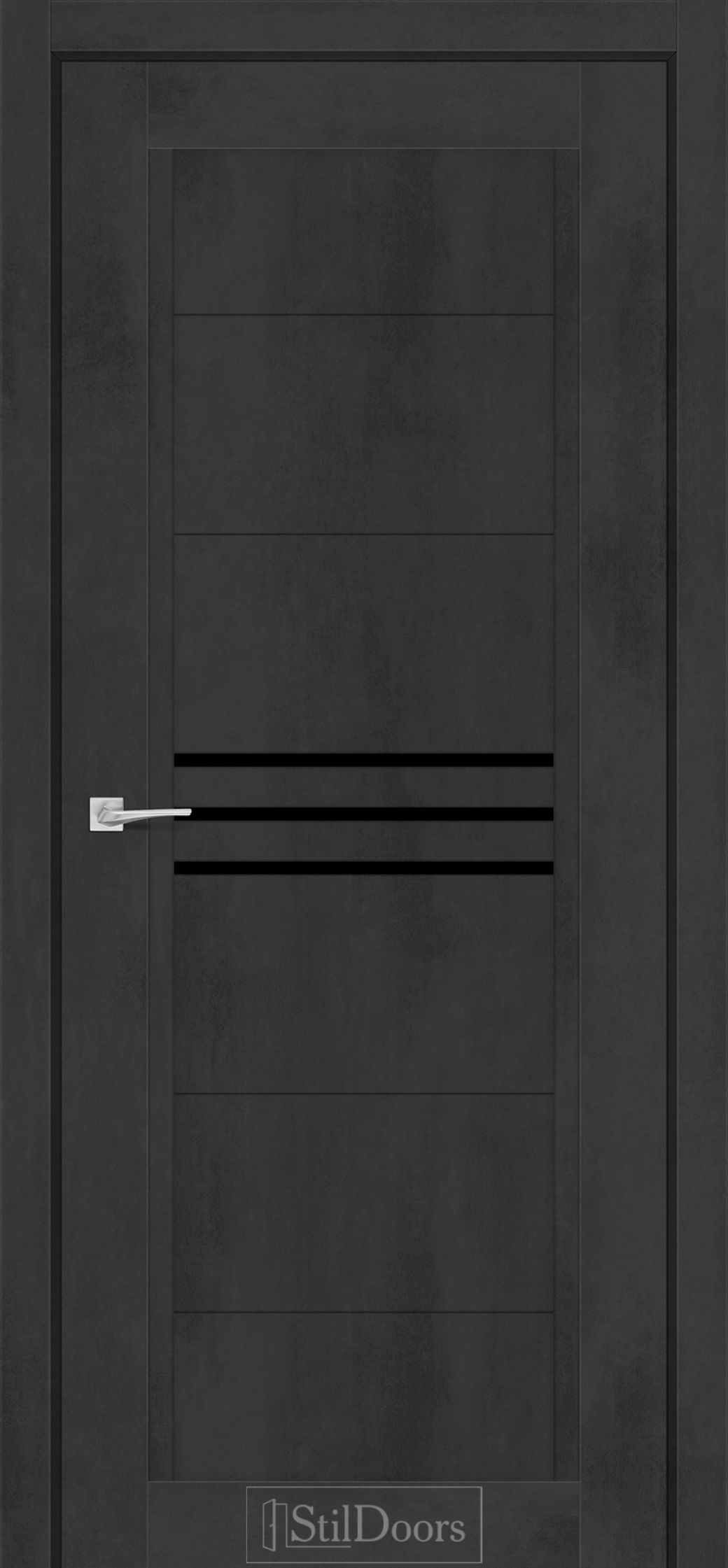 Міжкімнатні Двері StilDoors Ravello (40мм.) Бетон Антрацит Чорне скло
