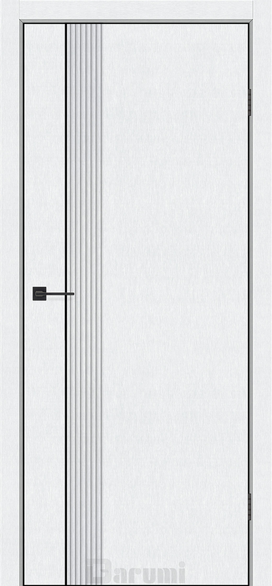 Міжкімнатні двері Darumi MODERN-01 (40 мм) Металевий вайт глухе з  чорним молдінгом та чорним торцем + фрезерування