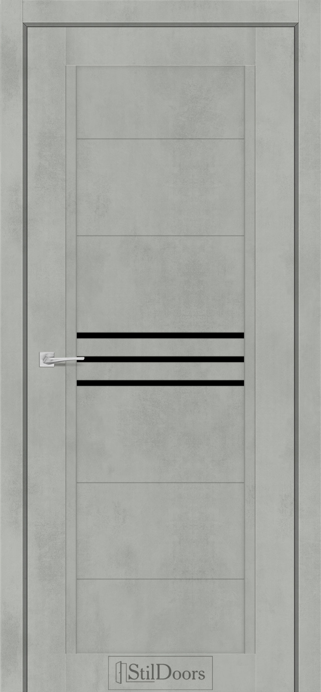 Міжкімнатні Двері StilDoors Ravello (40мм.) Бетон Тефра Чорне скло