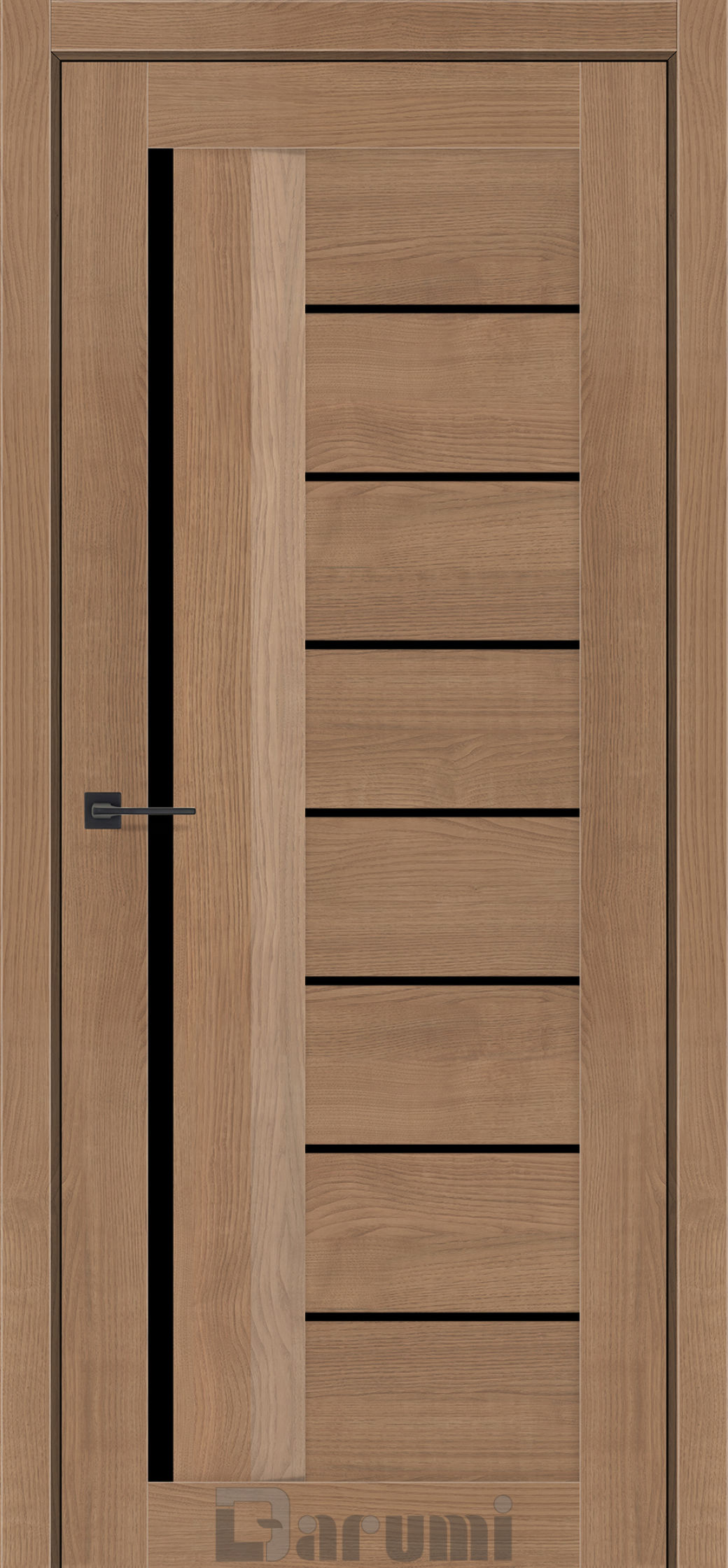 Міжкімнатні двері Darumi Floriana-01 (40 мм) Горіх кендал Чорне скло