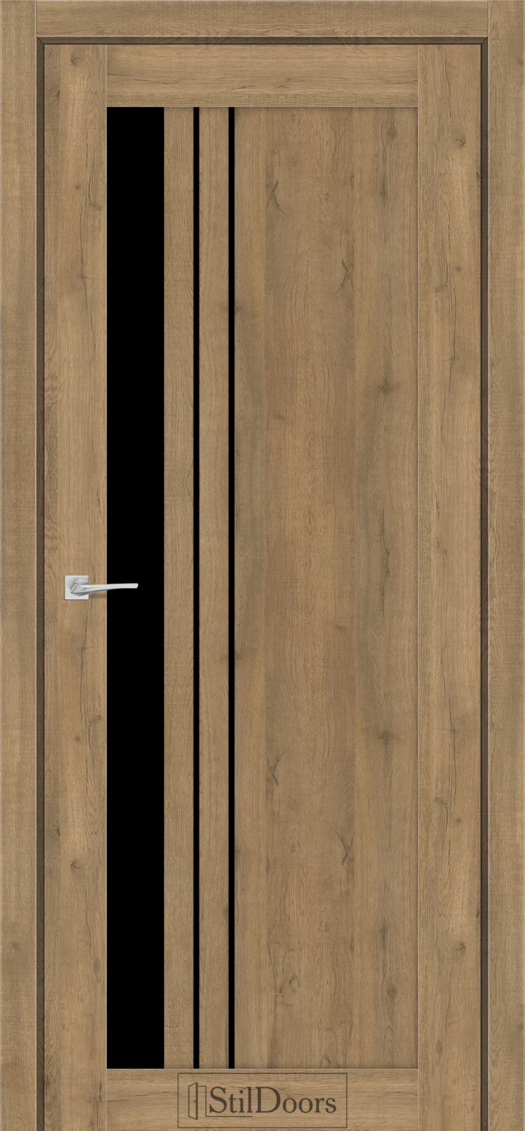 Міжкімнатні Двері StilDoors Bellano (40мм.) Дуб Крафт Чорне скло