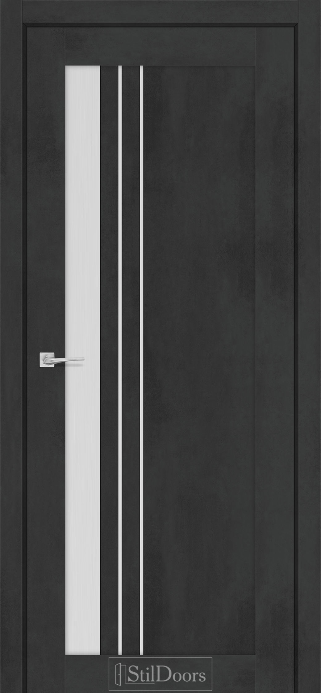 Міжкімнатні Двері StilDoors Bellano (40мм.) Бетон Антрацит Сатин білий