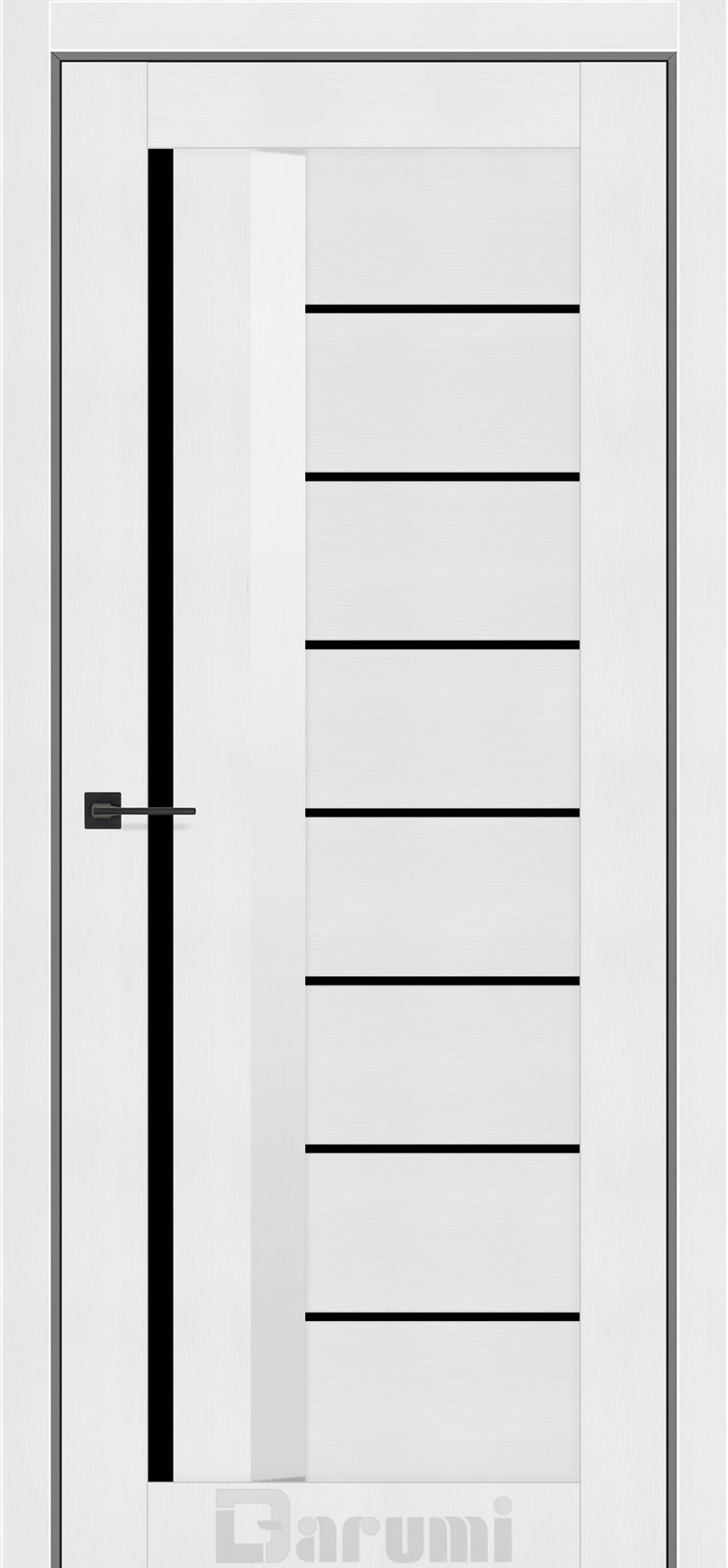 Міжкімнатні двері Darumi Floriana-01 (40 мм) Білий текстурний Чорне скло