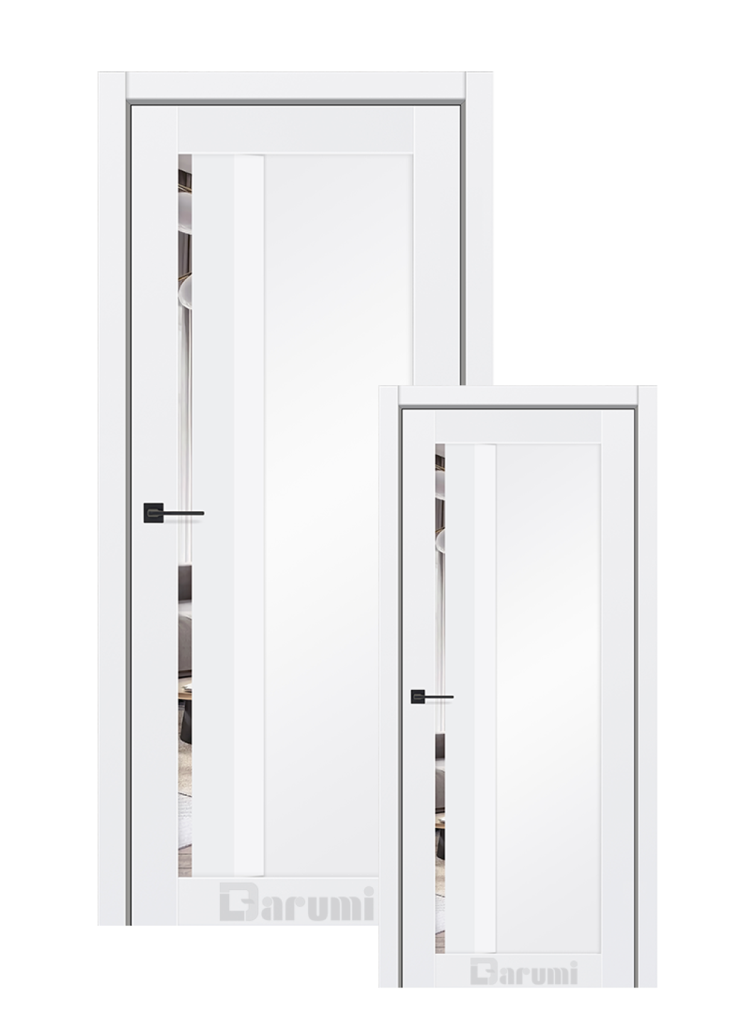 Міжкімнатні двері Darumi Floriana-03 (40 мм) Білий матовий глухе/ вузьке вертикальне скло