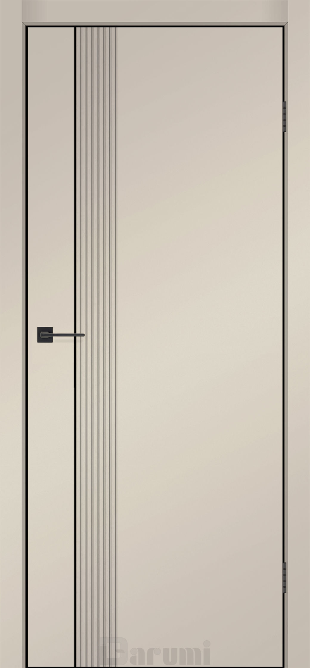 Міжкімнатні двері Darumi MODERN-01 (40 мм) Сріблястий тауп глухе з алюмінієвим молдінгом та алюм. торцем + фрезерування