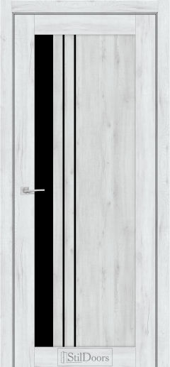Міжкімнатні Двері StilDoors Bellano (40мм.) Дуб Альпійський Чорне скло