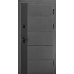 Вхідні двері Форт Нокс "Троя Стріт" Комбі матовий сірий 7024 + чорний (метал) / білий сніг (МДФ)