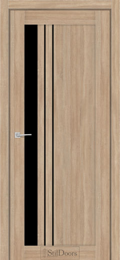 Міжкімнатні Двері StilDoors Bellano (40мм.) Ясен Пісочний Чорне скло
