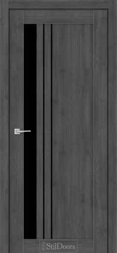 Міжкімнатні Двері StilDoors Bellano (40мм.) Дуб Смокі Чорне скло