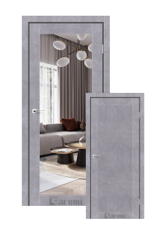 Міжкімнатні двері Darumi Violeta (40 мм) Сірий бетон Срібне дзеркало/глухе